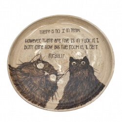 'I cast Furball' ? Handgemalter Katzenteller für Nerds - Draufsicht