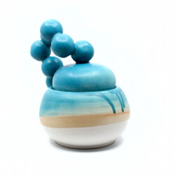 handgemachte Karibikblaue Dose 'Tanzende Luftblasen' Bild 4 Dose 'Tanzende Luftblasen' Rueckseite