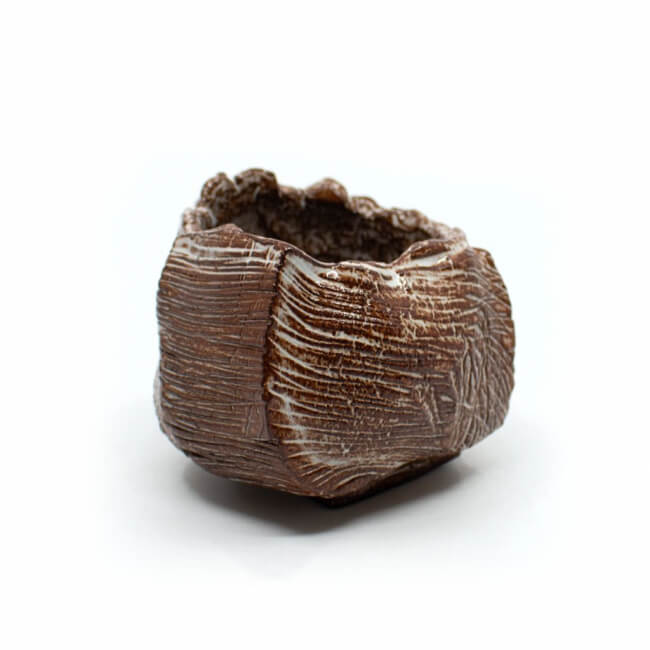 eckiger Chawan im Kurinuki-Stil Front
