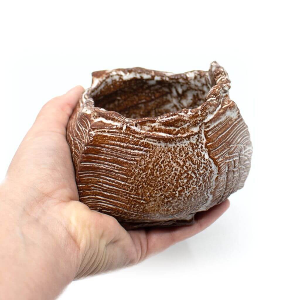 eckiger Chawan im Kurinuki-Stil