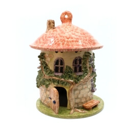 cute handpainted lantern fairy house (garden decoration) Image 2 grosses Feenhaus Windlicht Front