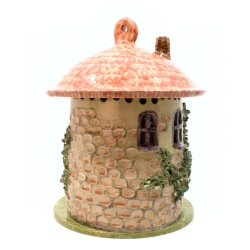 cute handpainted lantern fairy house (garden decoration) Image 4 grosses Feenhaus Windlicht Rueckseite