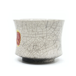 Raku Teeschale 'gelb rot' Seite