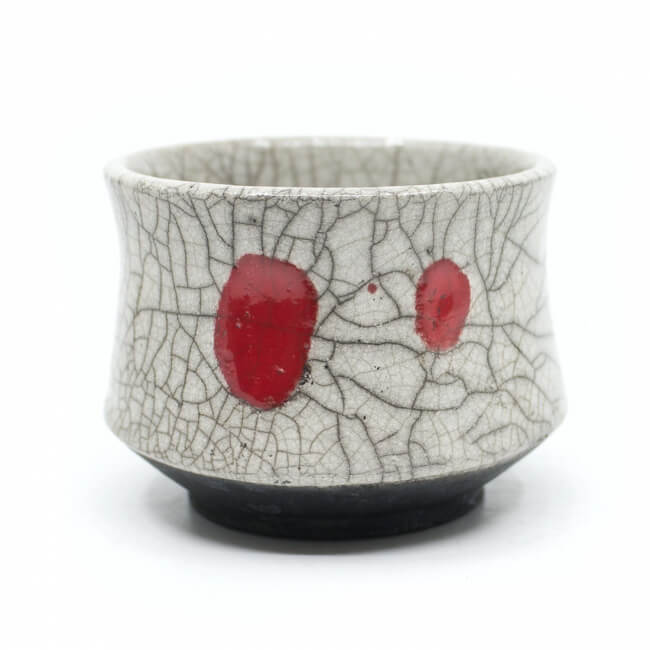 handgemachte Raku Teeschale 'Two drops'