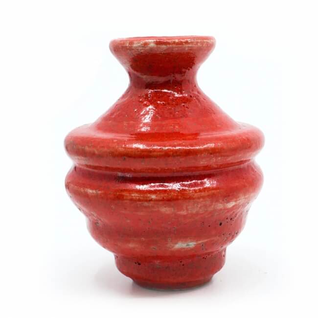 Rote Raku Vase - Frontansicht