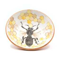 schöne Schale mit Bienenzeichnung - handbemalte Keramik - Save the bees! - Innen