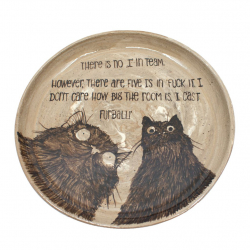 'I cast Furball' ? Handgemalter Katzenteller für Nerds - Draufsicht
