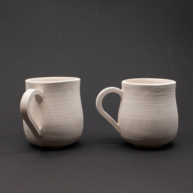 Tasse 'bauchig' Keramik Rohling - creme/weiß Bild 1 Rohling Tasse weiss Seite
